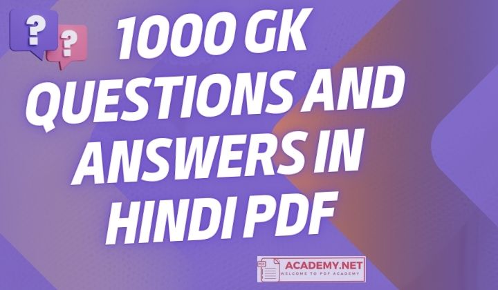 1000 GK Questions and Answers in Hindi PDF